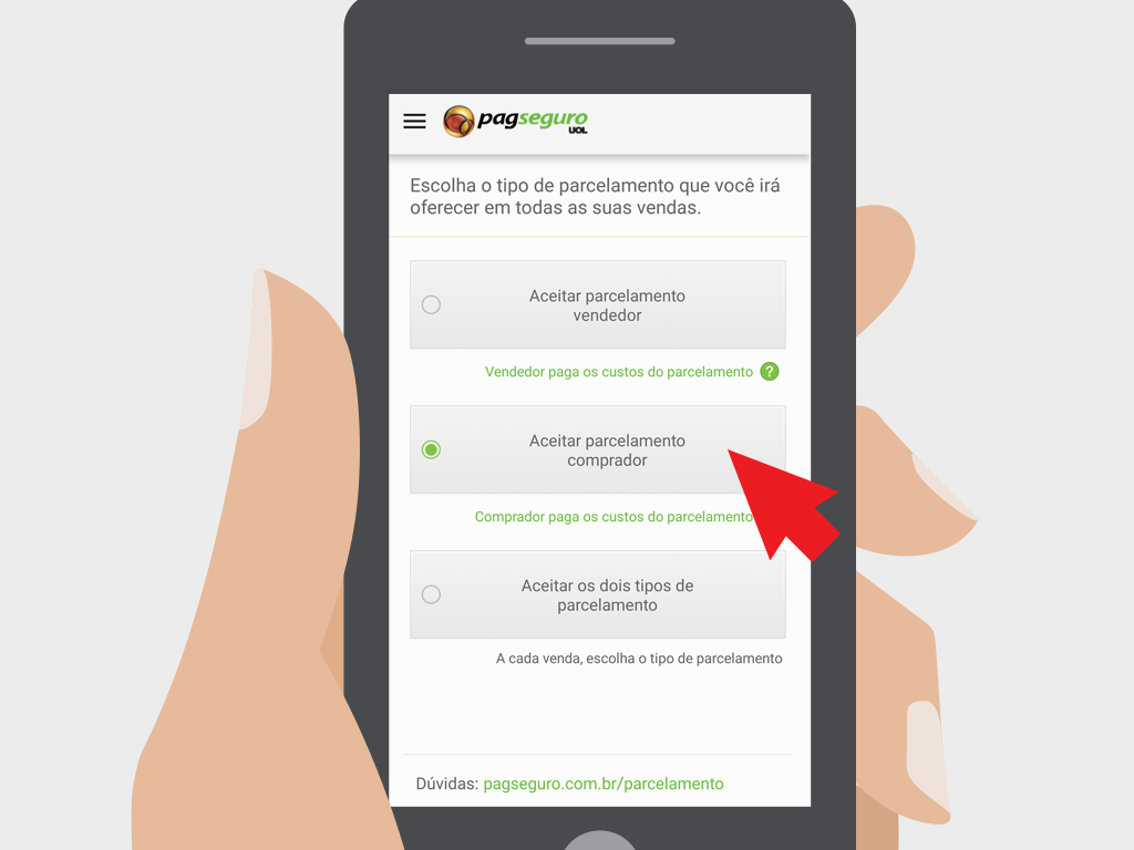 Opção Parcelamento - Leitor MINI