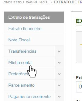 Menu Minha Conta