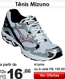 Tênis Mizuno a partir de 12x de R$ 16,66 